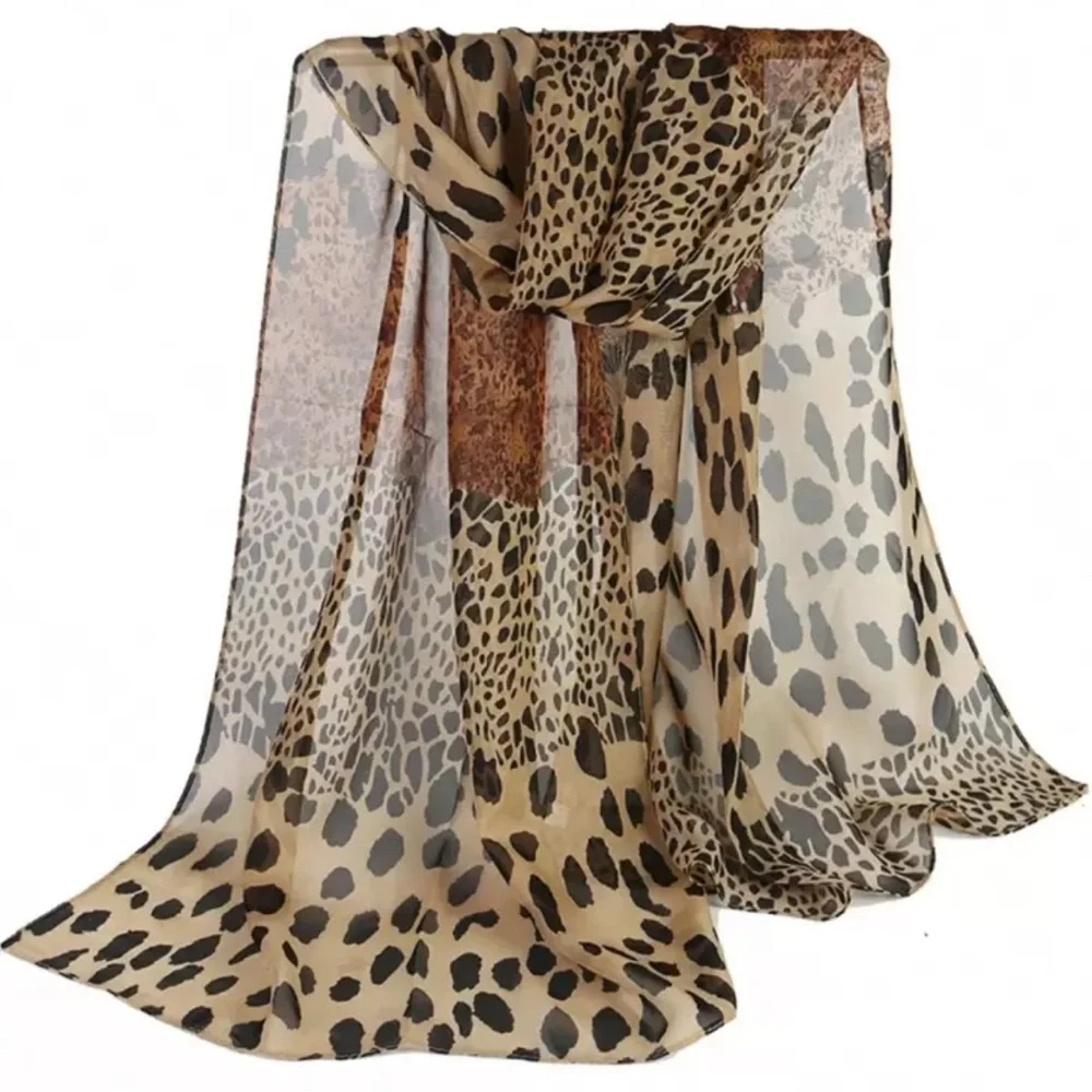 Leopard Print Scarf - Tan and Black